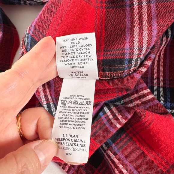 LL Bean Signature Camp Flannel Shirt Womens XL Plaid Heavyweight Lumberjack Cozy - Picture 6 of 8